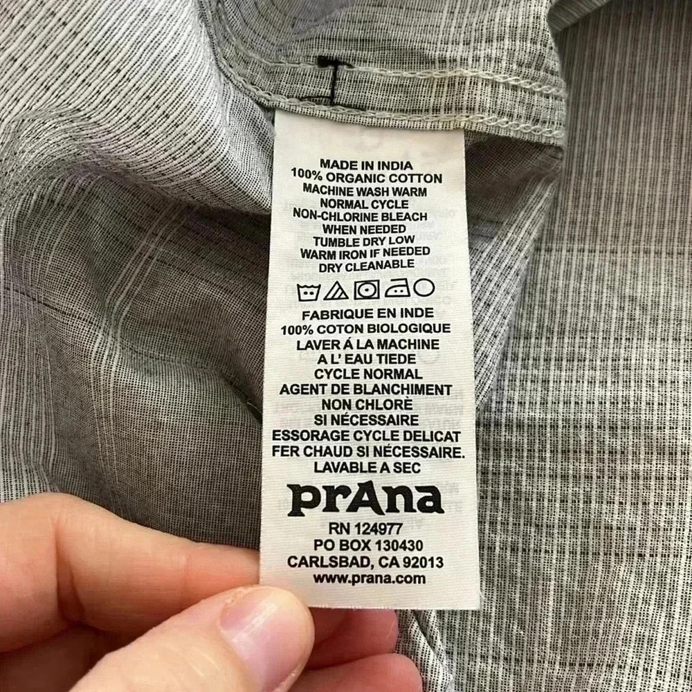 PrAna 100% Organic Cotton button down short sleeve shirt Large - Picture 8 of 11